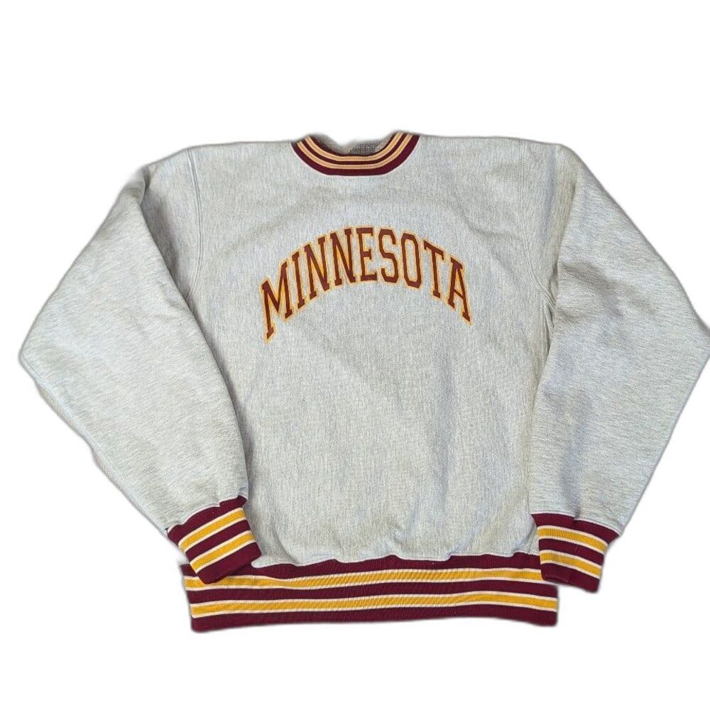 Vintage 90s Minnesota Golden Gophers Pullover Sweatshirt Embroidered XL Striped